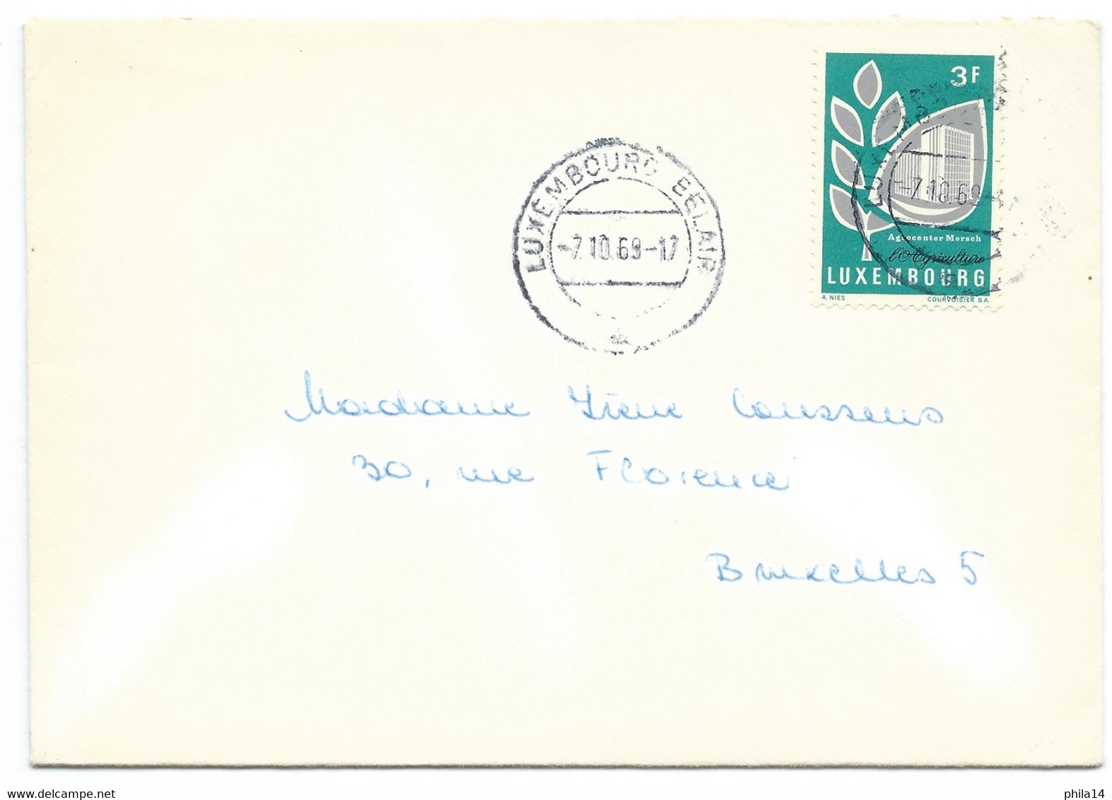 COVER ENVELOPPE /  1969  LUXEMBOURG BELAIR POUR BRUXELLES BELGIQUE - Lettres & Documents
