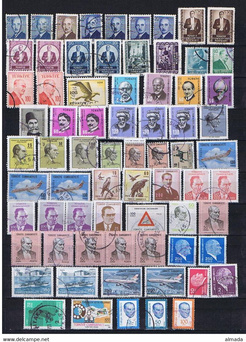 Türkei, Turkey 1948-2011: Ca. 140 Used Stamps (with Duplication), Many High Values - Lots & Serien