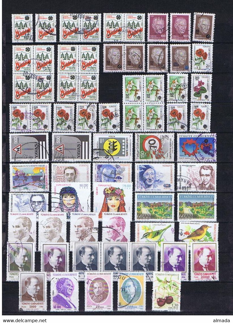 Türkei, Turkey 1948-2011: Ca. 140 Used Stamps (with Duplication), Many High Values - Collections, Lots & Series