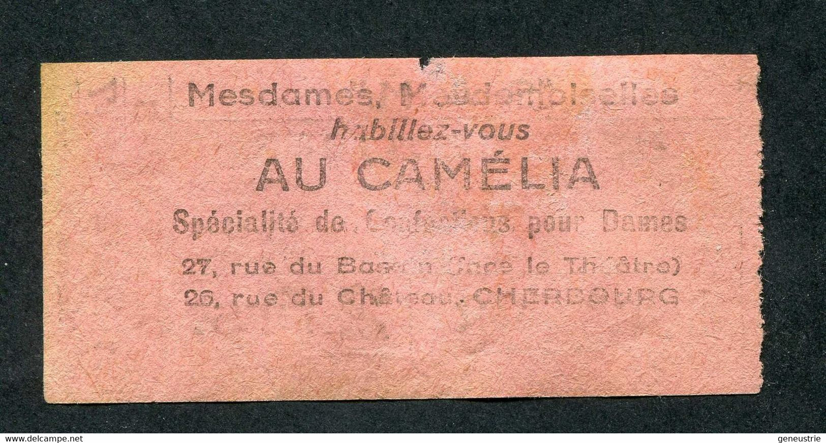 Ticket Billet De Bus De Cherbourg Et Sa Région Vers 1920 "SAM - Société Automobile De La Manche / Deux Sections / 2 Frs" - Europa