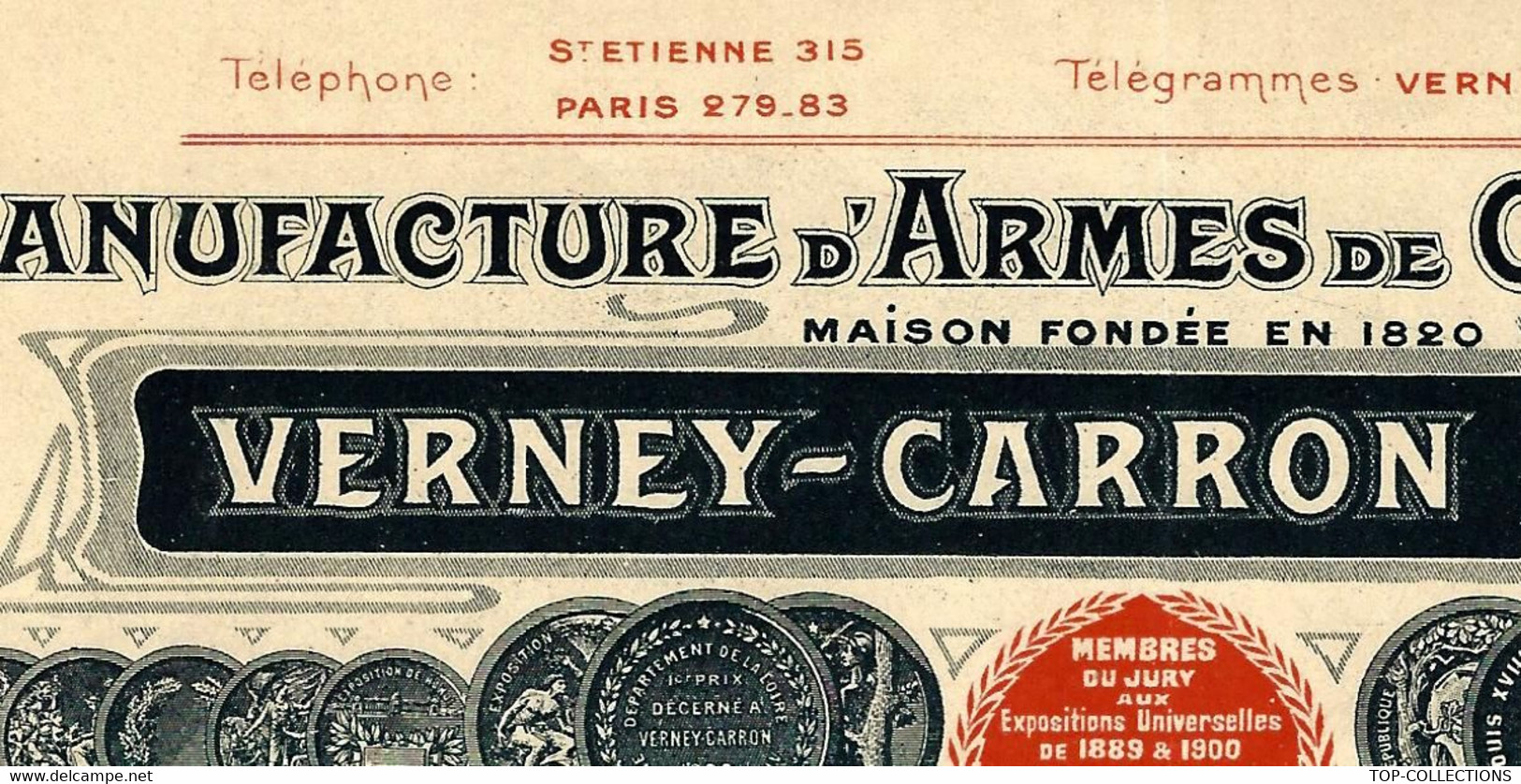 1908 ENTETE ARMES MANUFACTURE CHASSE ET TIR Verney Carron Frères St Etienne Pour Coste Bez  à Peyrat Ariège B.E. V.HISTO - 1900 – 1949