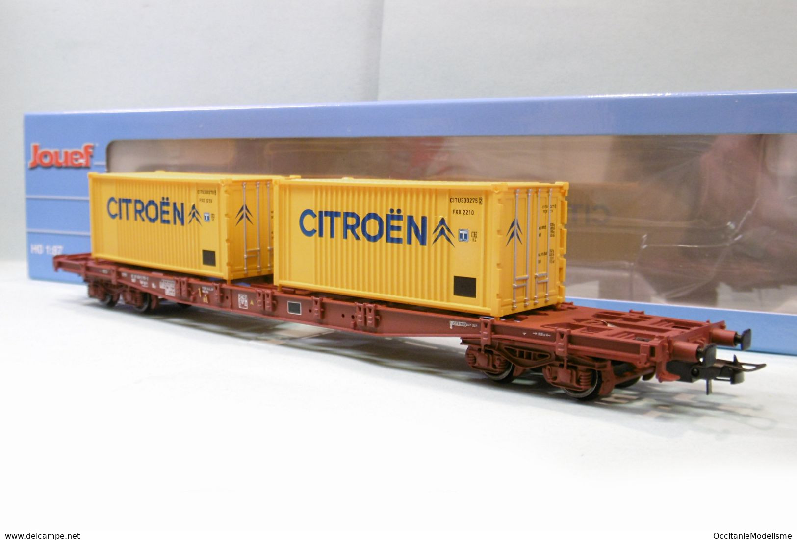 Jouef - Wagon PORTE-CONTENEUR Sgss CITROEN SNCF Ep. IV Réf. HJ6242 Neuf NBO HO 1/87 - Goods Waggons (wagons)