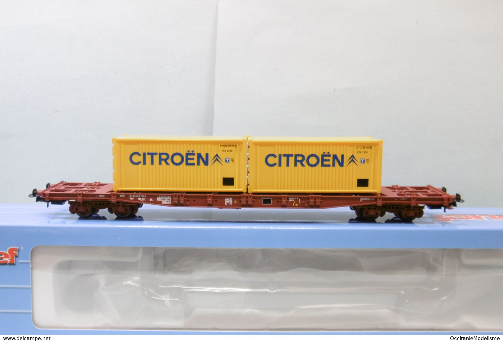 Jouef - Wagon PORTE-CONTENEUR Sgss CITROEN SNCF Ep. IV Réf. HJ6242 Neuf NBO HO 1/87 - Goods Waggons (wagons)