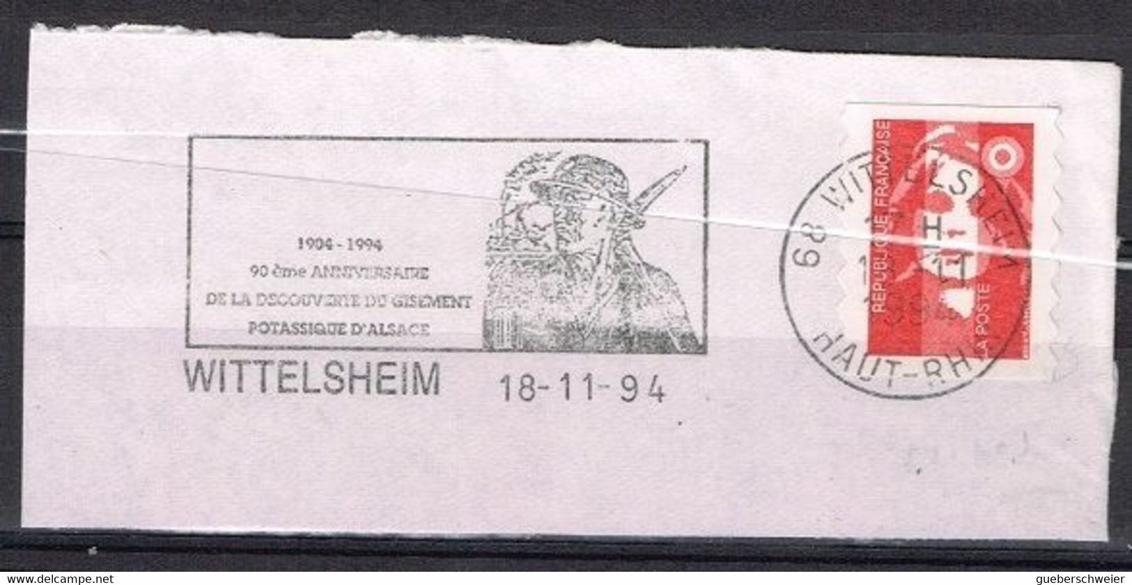 MIN 3 - FRANCE Flamme Illustrée Sur Fragment De WITTELSHEIM Avec Mineur 1994 - Minéraux