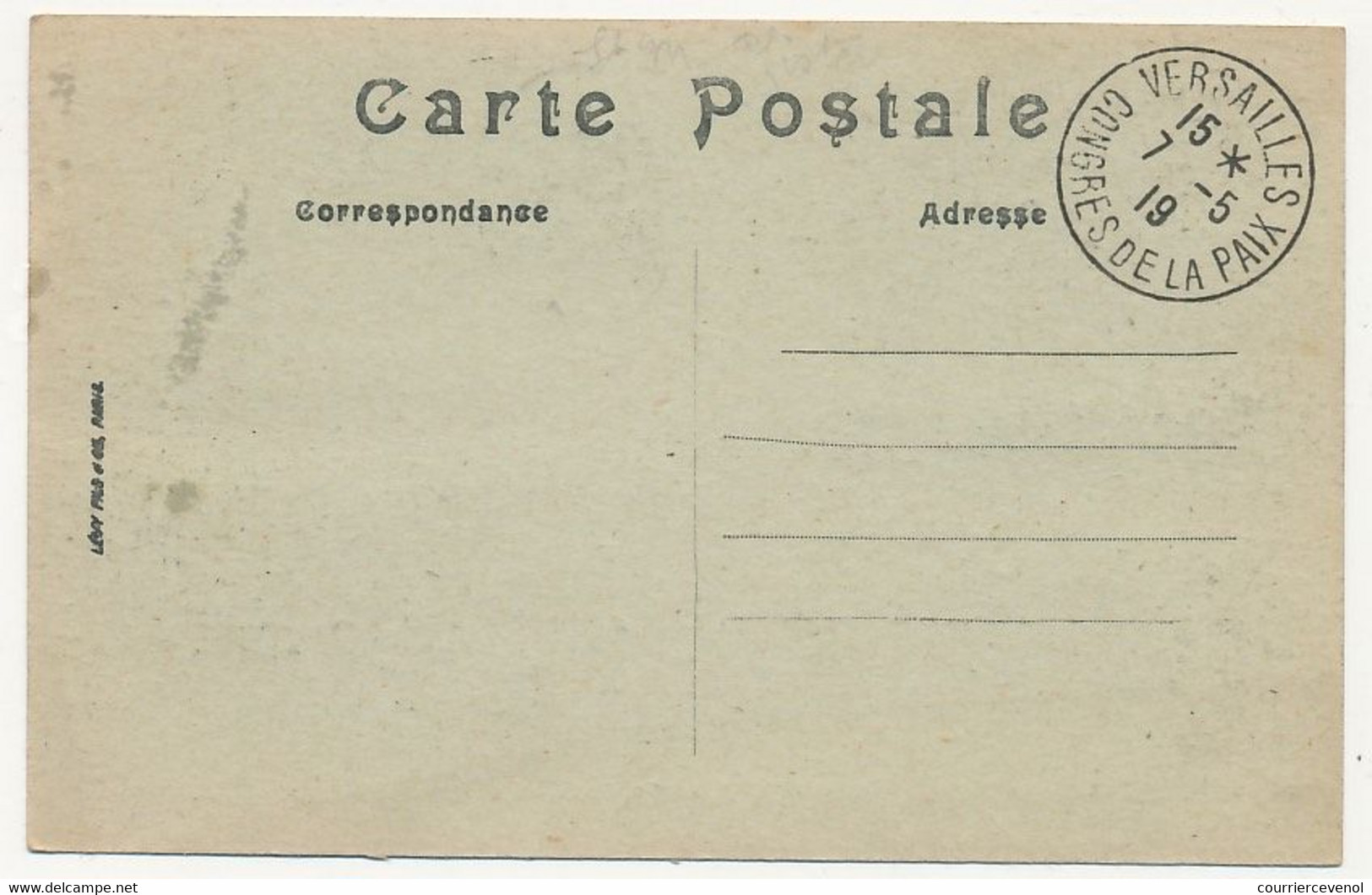 FRANCE - CPA Affr Coté Vue 15c Semeuse Lignée CAD "Versailles Congrès De La Paix" 7/5/1919 / Grille Des Cent Marches - Commemorative Postmarks