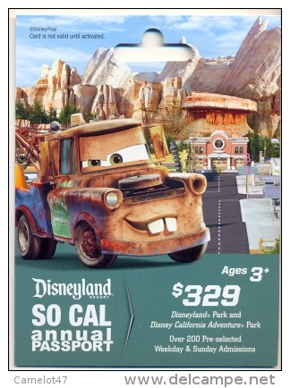 Disneyland Resort,  Anaheim, CA., U.S.A.  Admission Ticket  Card On Its Backer # Dt-163a - Passeports Disney