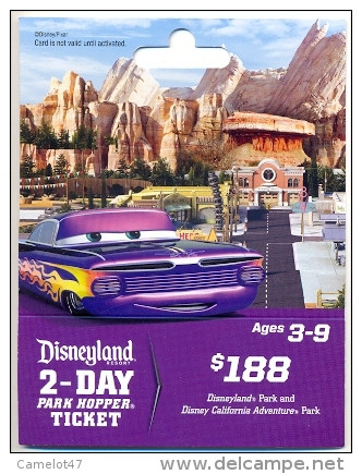 Disneyland Resort,  Anaheim, CA., U.S.A.  Admission Ticket  Card On Its Backer # Dt-167a - Passeports Disney