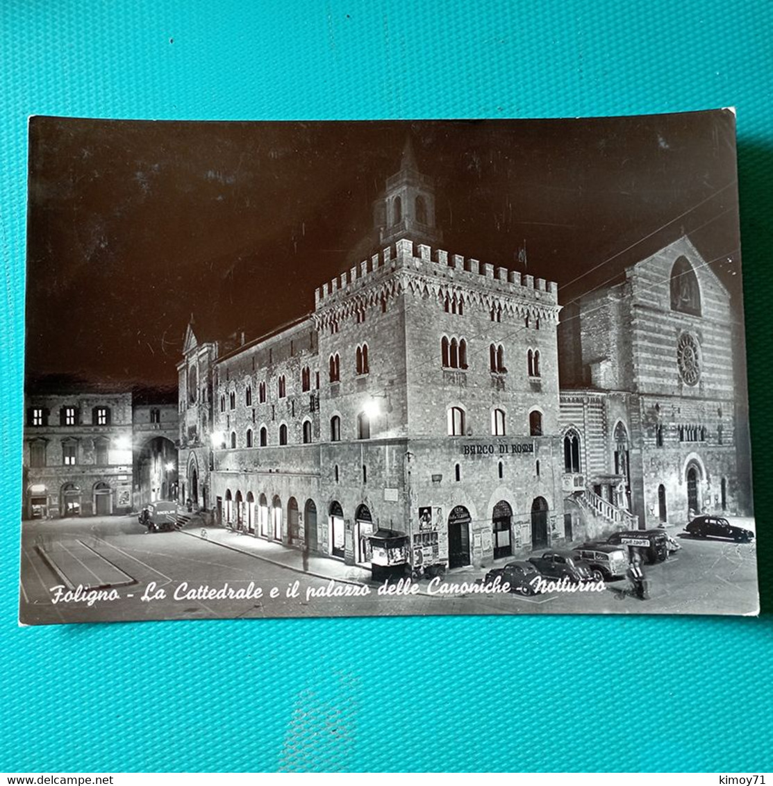 Cartolina Foligno - La Cattedrale E Il Palazzo Delle Canoniche - Notturno. Viaggiata 1955 - Foligno