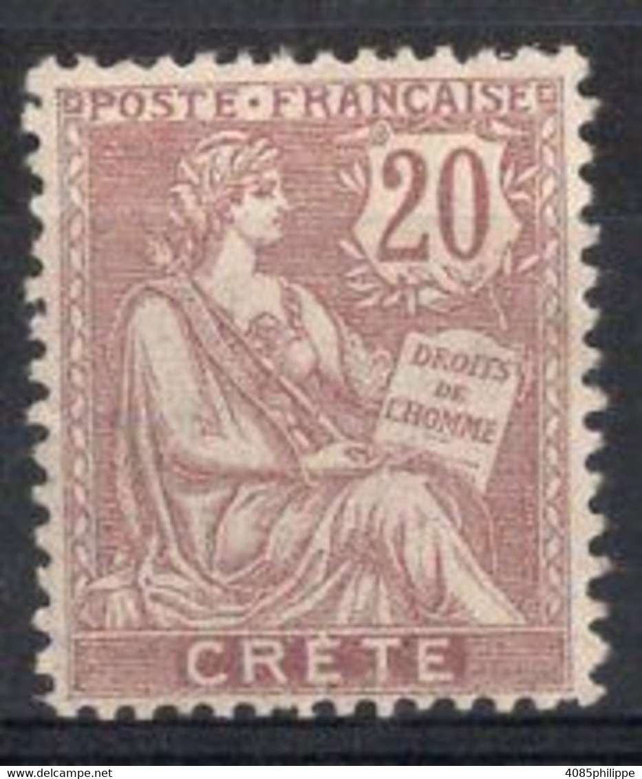 CRETE Timbre Poste N°8* Neuf Charnière TB Cote : 6€25 - Unused Stamps