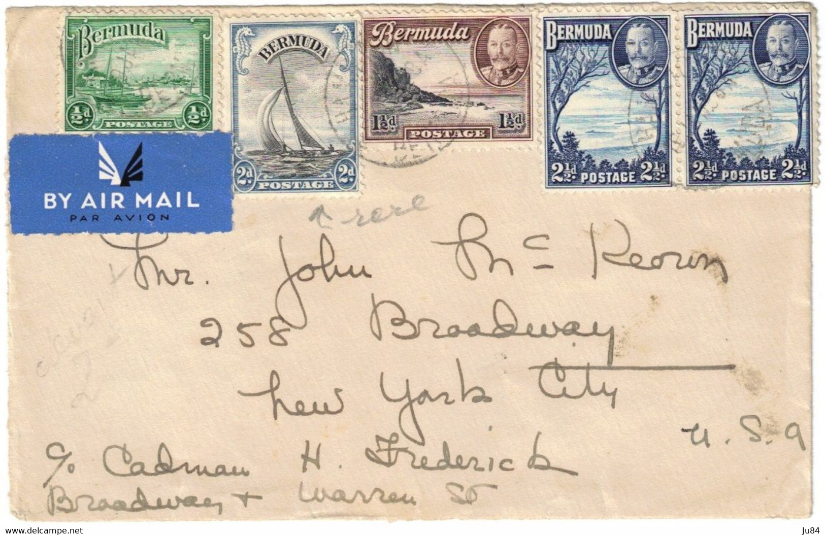 Bermudes - Bermuda - Hamilton - Devant De Lettre (front Letter) Pour New York (USA) - Série - 19 Janvier 1938 - Bermuda