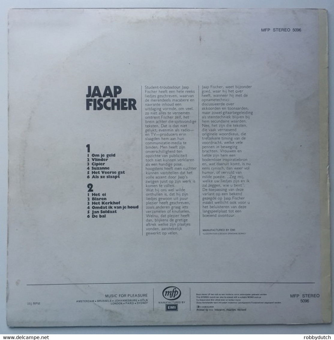 * LP * JAAP FISCHER (Holland 1963) - Other - Dutch Music