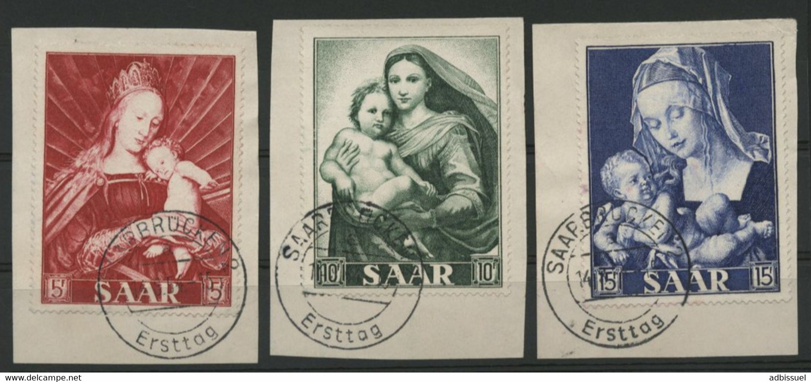 SARRE SAAR N° 331 à 333. 3 Fragments Oblitérés Premier Jour (Ersttag) - Unused Stamps