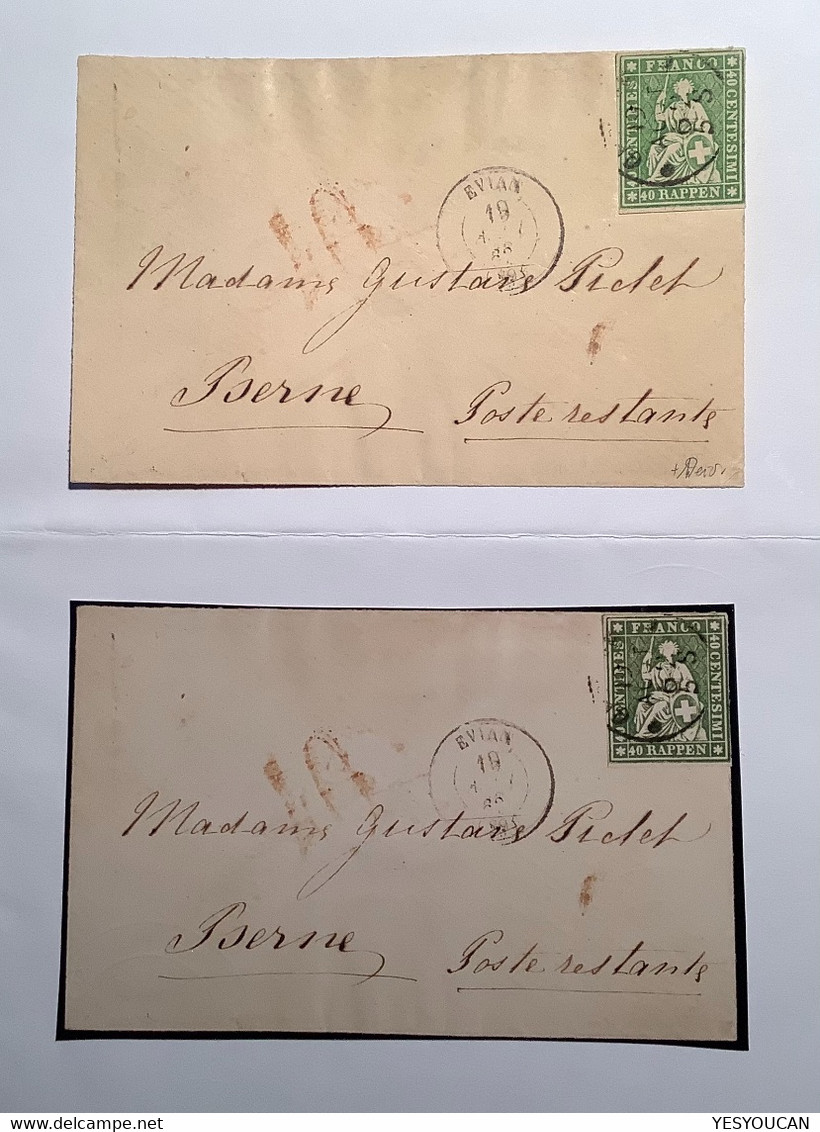 STRUBEL IN EVIAN 1862 HAUTE SAVOIE FRANCE GEBRAUCHT Brief>Bern Via Genéve (Attest Schweiz Suisse Lettre Taxé - Cartas & Documentos