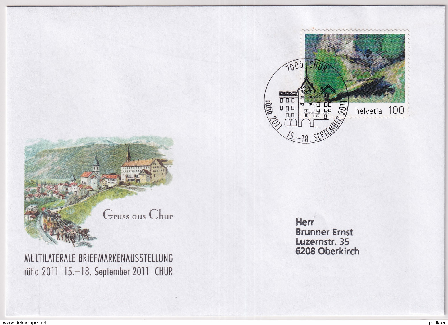 Zumstein 1407 / Mi. 2211 Auf Brief Mit Sonderstempel CHUR - RÄTIA 2011 - Briefe U. Dokumente