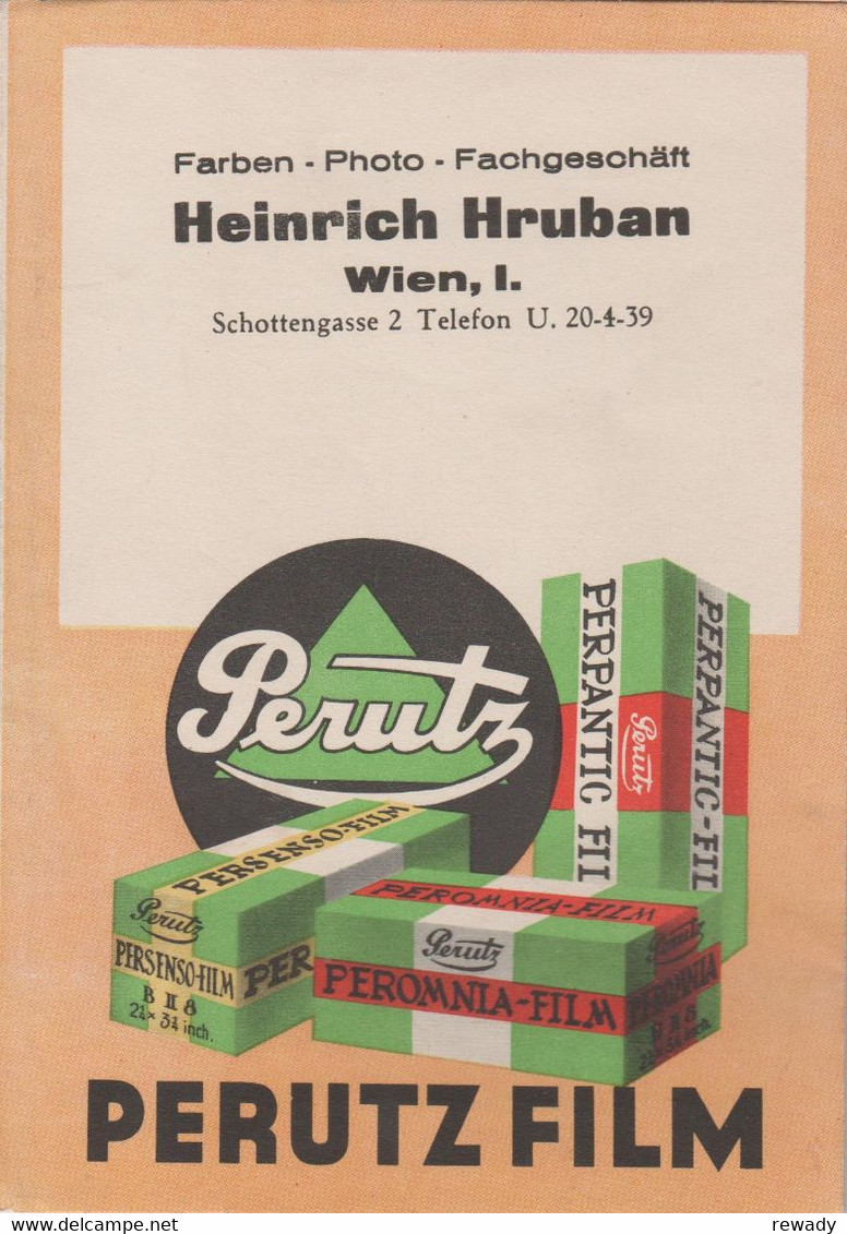 Perutz Film - Heinrich Hruban - Wien - Photo Paper Envelope - Advertising - Publicité - Matériel & Accessoires