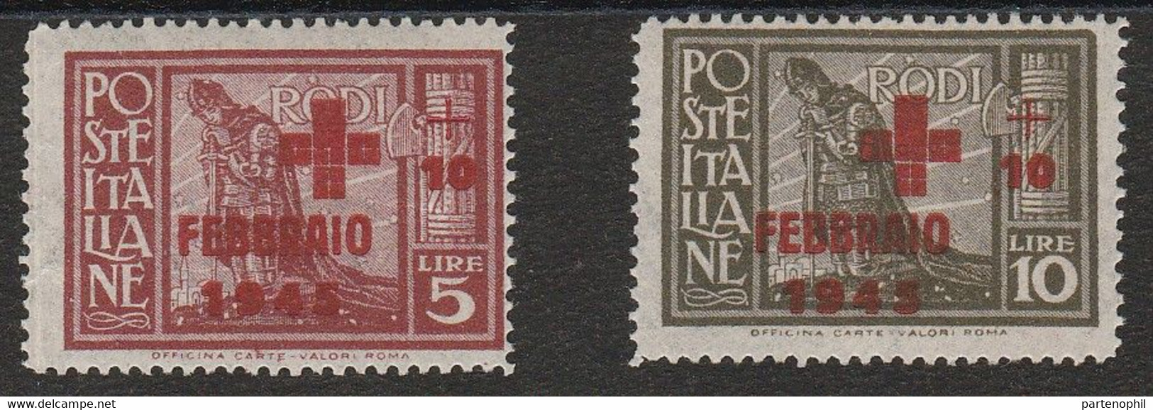 345 Occupazione Tedesca Dell'Egeo  1945 - Pro Croce Rossa N. 132/133. Cat. € 400,00. SPLMNH - Egeo