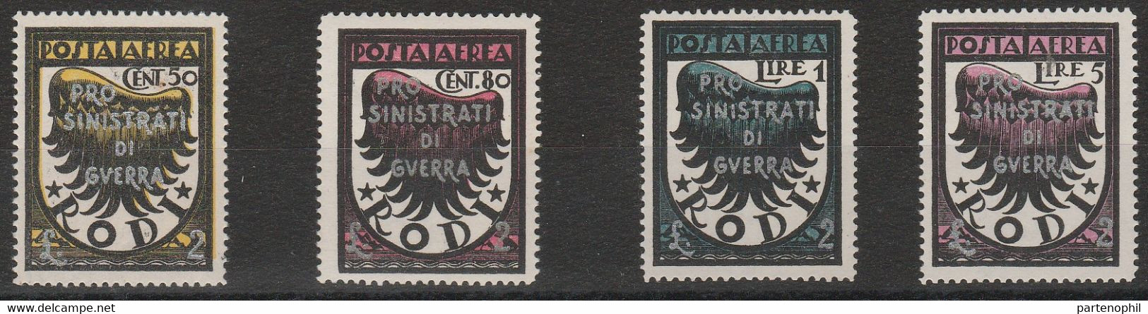 346 Occupazione Tedesca Dell'Egeo  1931 - Pro Sinistri Di Guerra N. P.A. 56/59. 600,00. SPLMNH - Egée