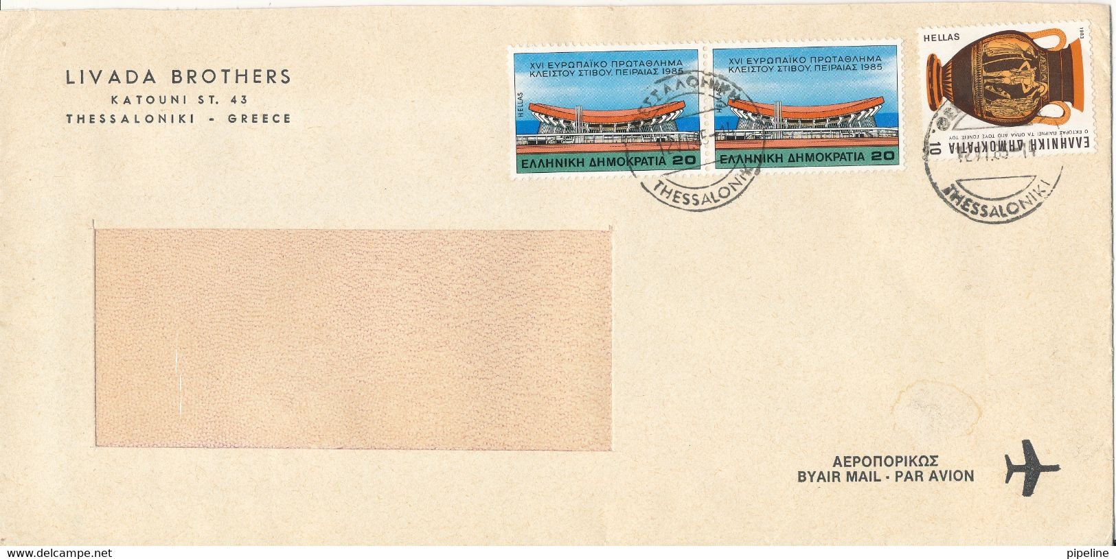 Greece Cover Sent To Denmark 12-6-1985 - Lettres & Documents