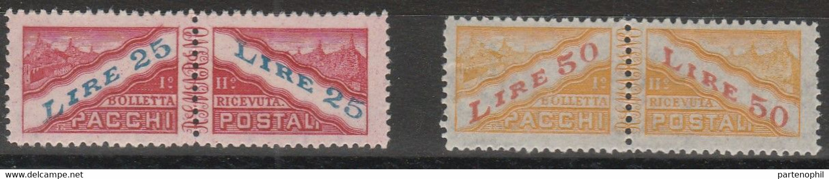 454 San Marino -  Pacchi Postali  1928 - Pacchi Postali Valori Complementari N. 31/32. Cat. € 180,00. MNH - Paquetes Postales