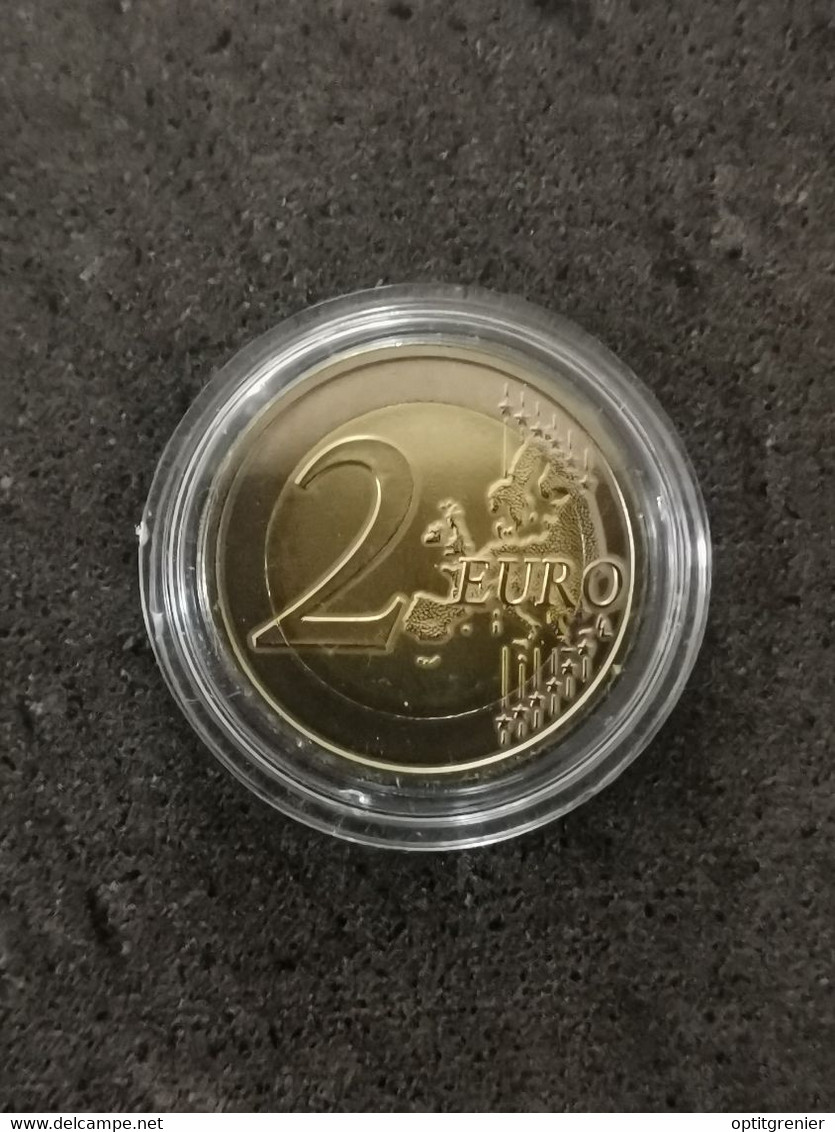 2 EURO LETTONIE 2015 CIGOGNE COLORISEE AVEC PLACAGE OR SOUS CAPSULE / EUROS - Letland