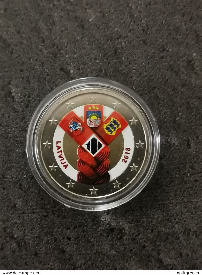 2 EURO LETTONIE 2018 INDEPENDANCE DES PAYS BALTES COLORISEE SOUS CAPSULE / EUROS - Latvia