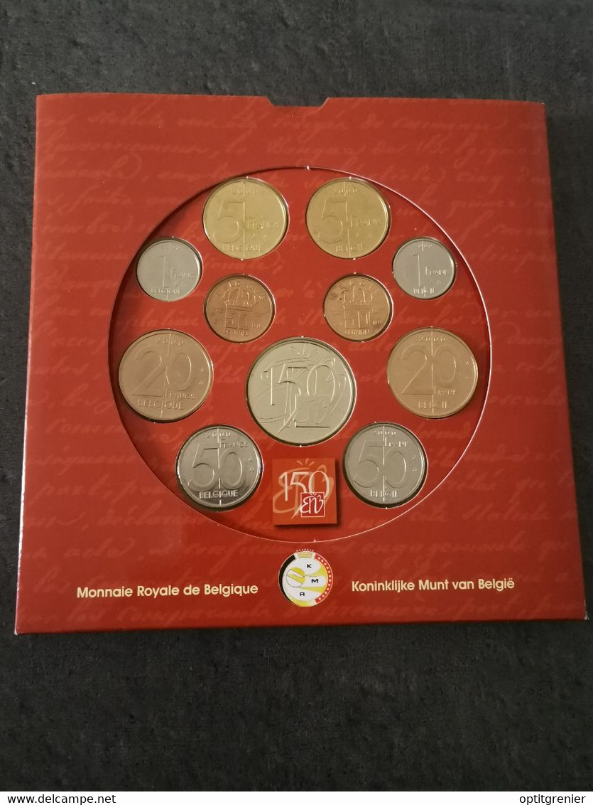 COFFRET BELGIQUE FRANCS FRANK 2000 UNC / SET BELGIUM COINS 150 ANS DE LA BANQUE - FDC, BU, BE & Muntencassettes