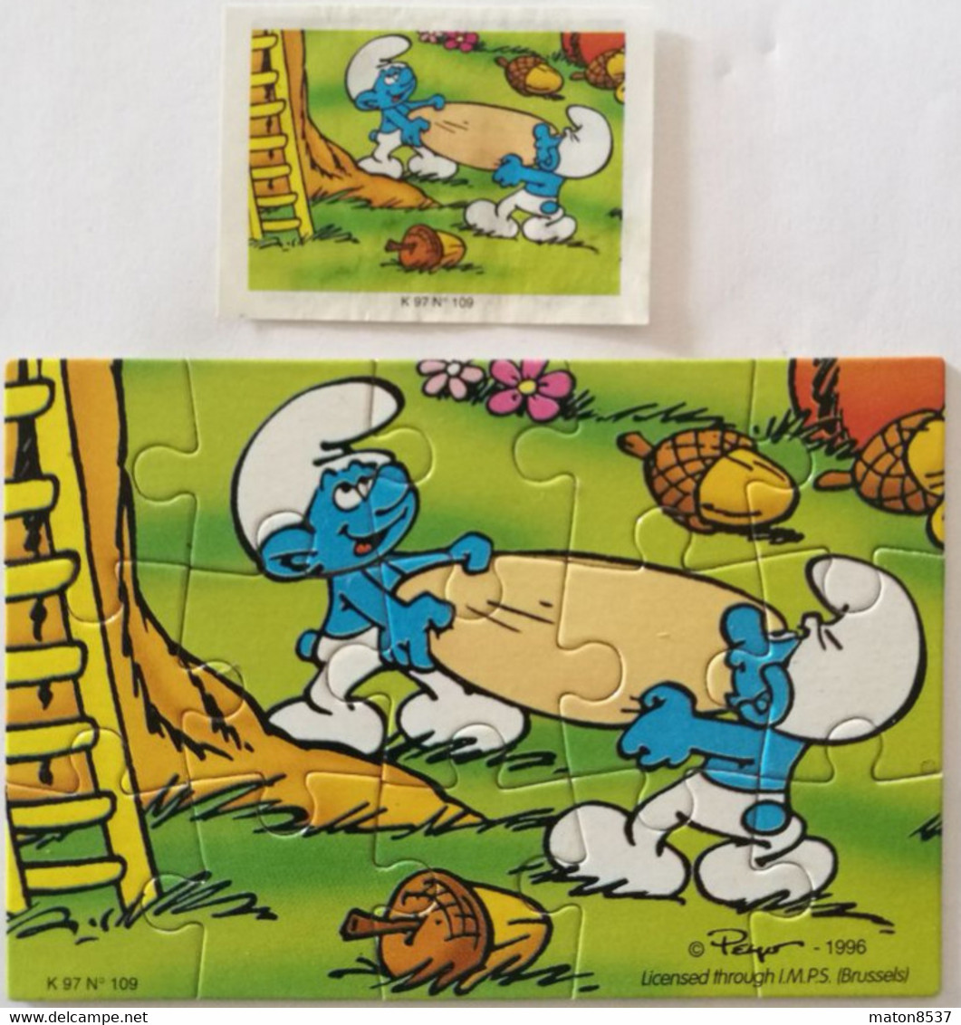 Kinder : K97 N109  Schlümpfe – Serie 1 1996 - Schlümpfe - 3 + BPZ - Puzzles