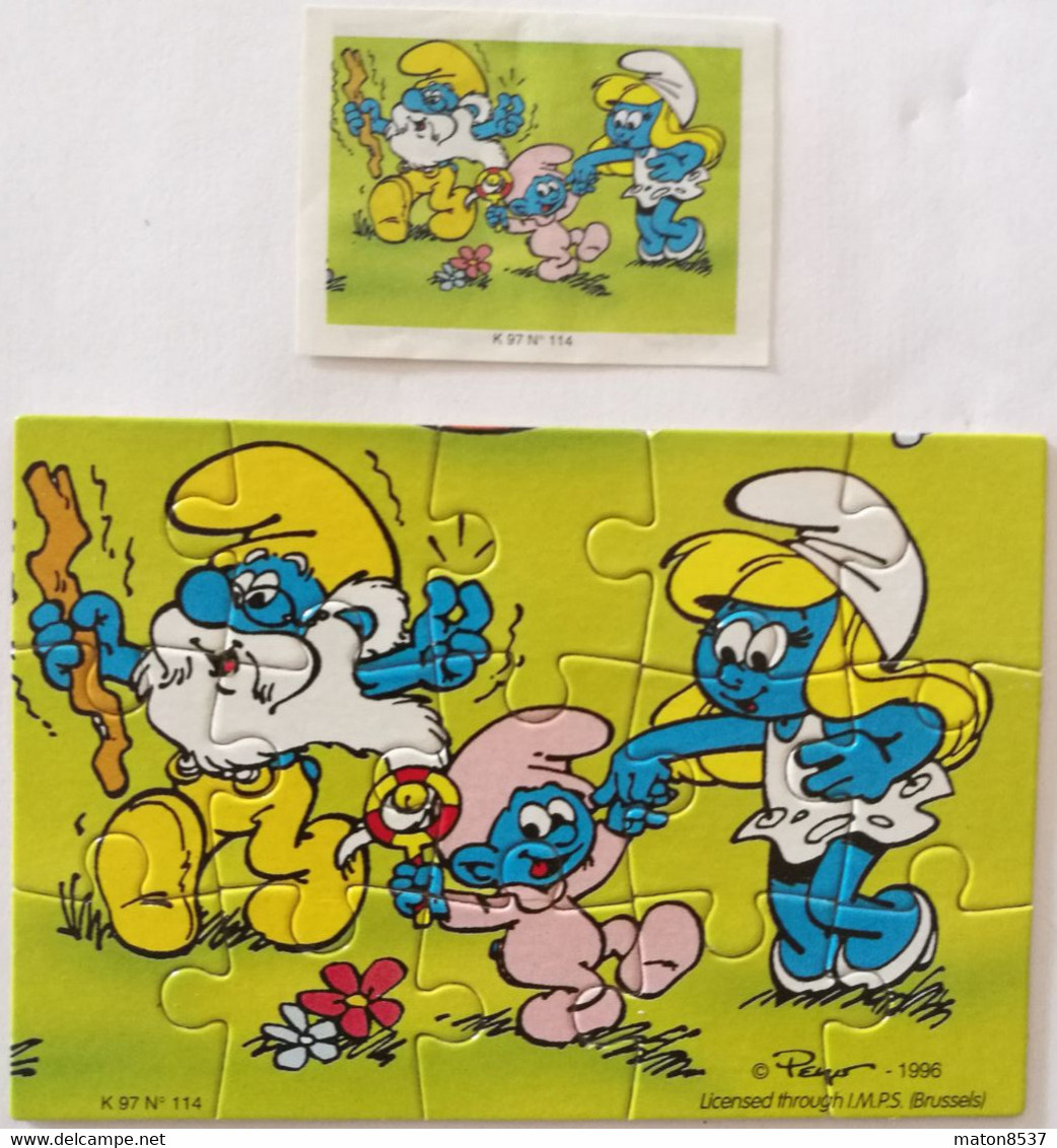 Kinder : K97 N114 Schlümpfe – Serie 2 1996 - Schlümpfe - 4 + BPZ - Puzzles