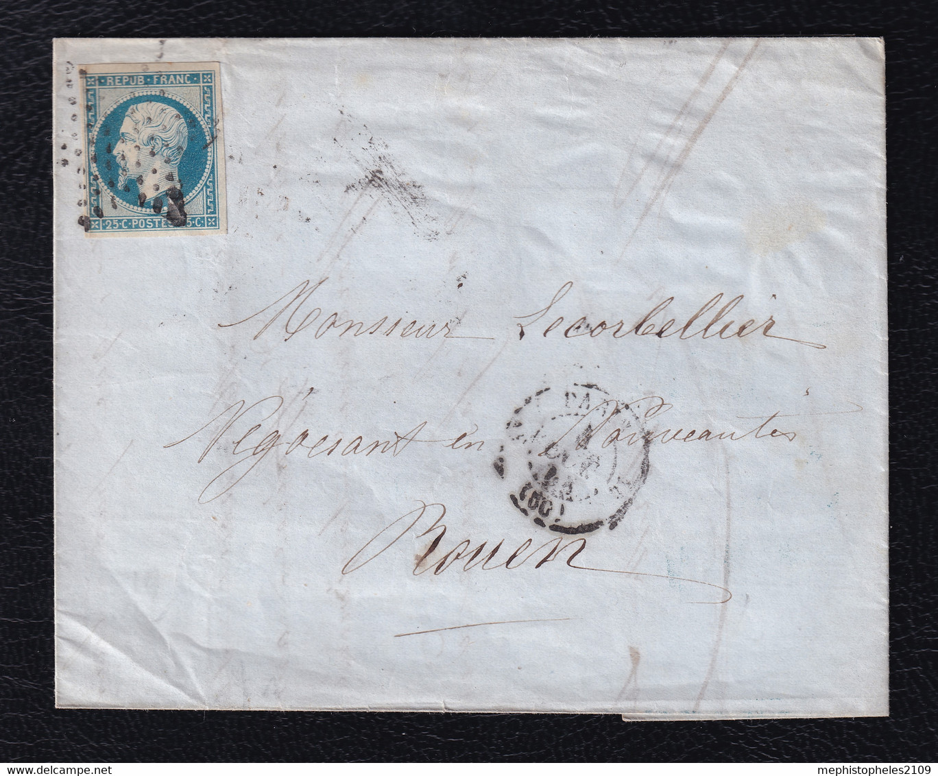 FRANCE 1853 - YT 10 Sur Lettre à Rouen, Oblit. étoile - 1852 Luis-Napoléon