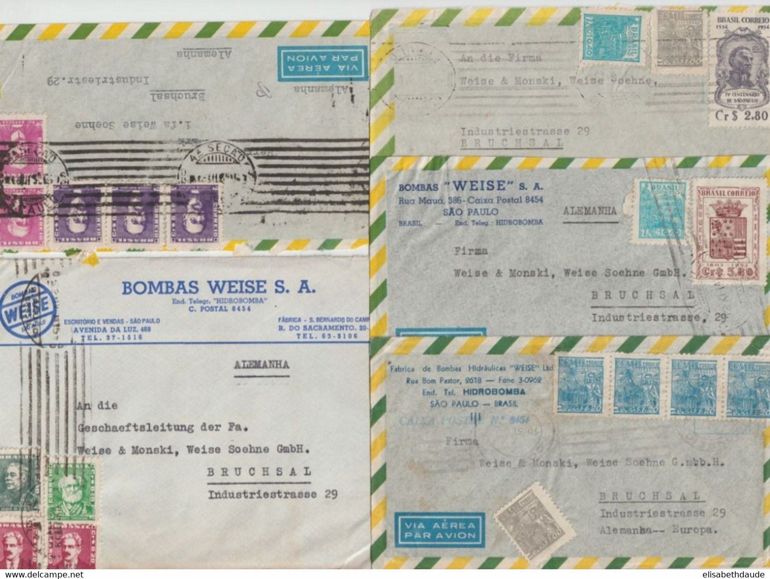 1945/1960 - BRESIL - BEL ENSEMBLE De 11 LETTRES Par AVION => ALLEMAGNE (LA PLUPART => BRUCHSAL) - Briefe U. Dokumente