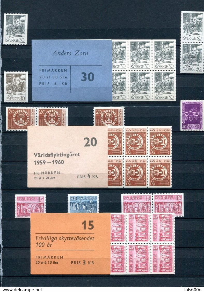 1960.SUECIA (SVERIGE).AÑO COMPLETO.NUEVOS.VARIEDADES + CARNETS.CAT.102 € - Unused Stamps