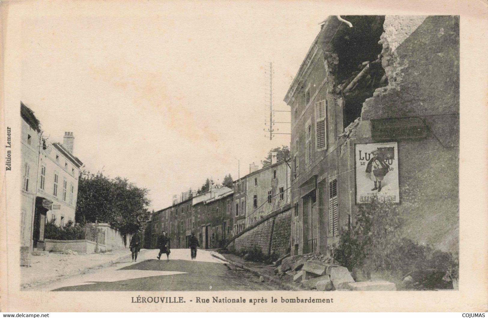 55 - LEROUVILLE - S08634 - Rue Nationale Après Le Bombardement - L1 - Lerouville