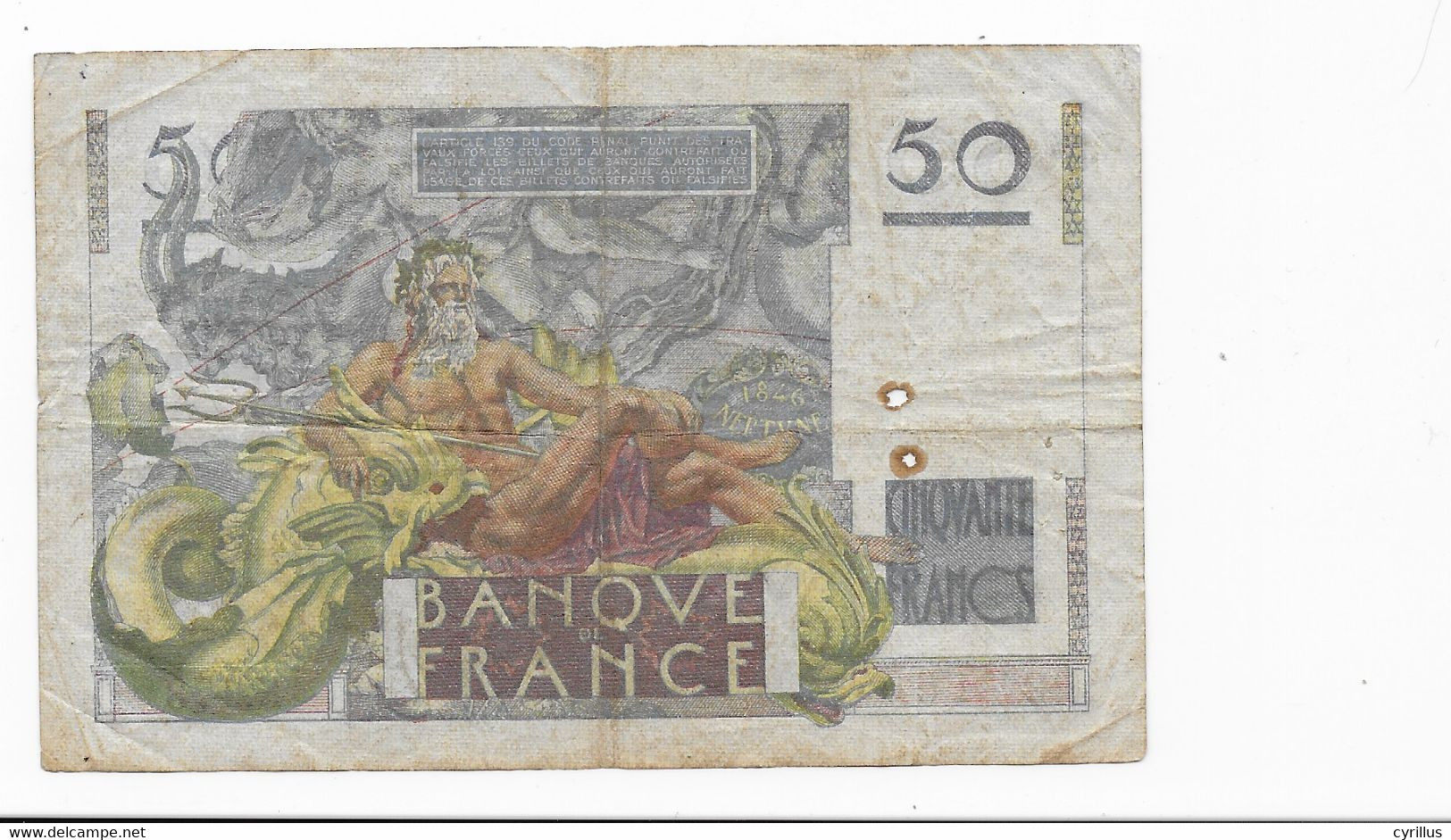France - Billet De 50 Francs Le Verrier - E.1-2 1951.E - 50 F 1946-1951 ''Le Verrier''