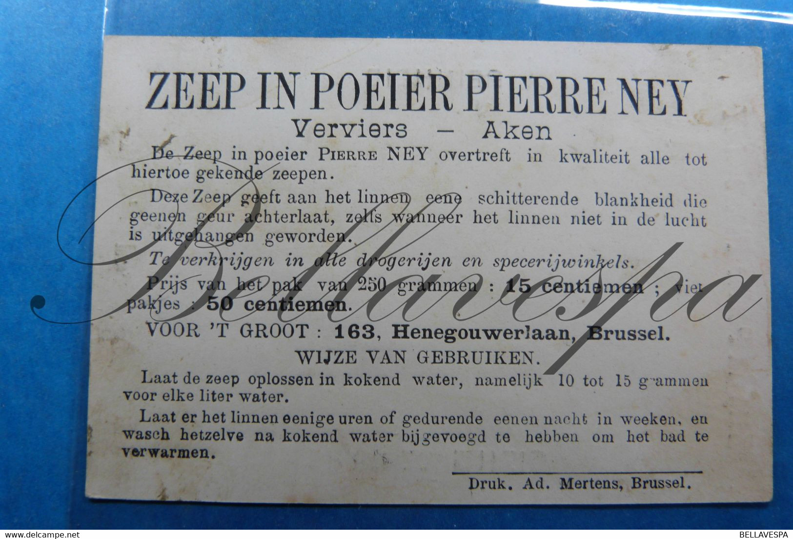 Poeier Zeep Pierre Ney Bruxelles   Chromographie Litho Imp. A.Mertens - Autres & Non Classés