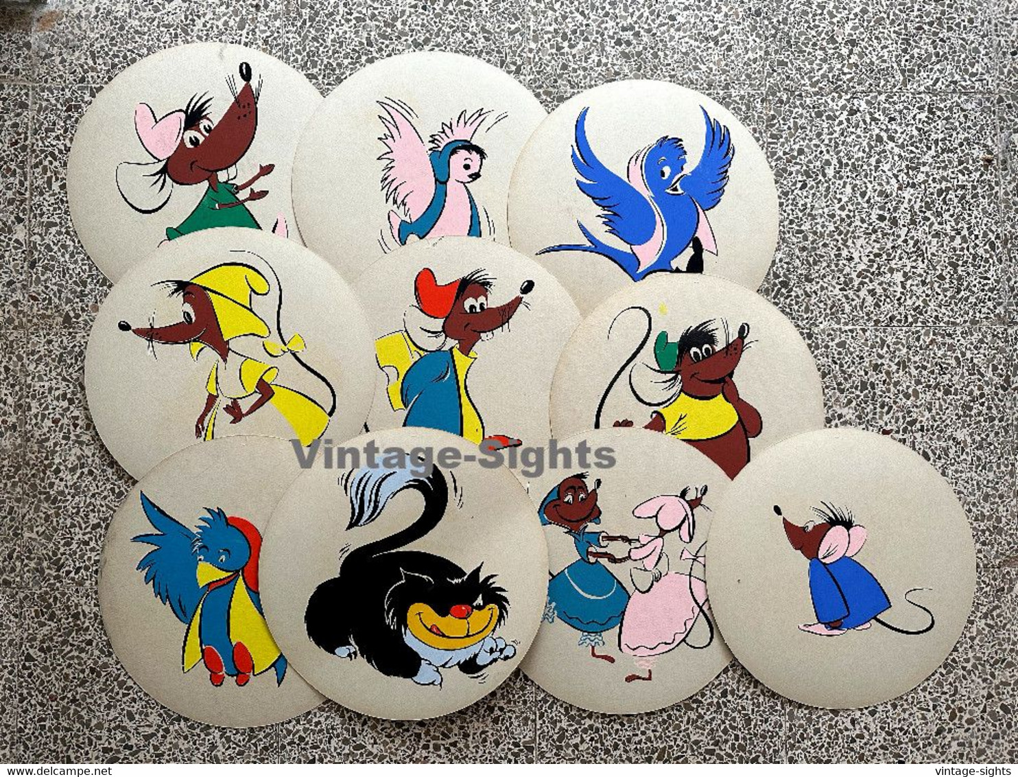 Disney: Cinderella Mice, Birds & Lucifer (10 Large Vintage Cinema Displays / Hangers ~1950s/1960s) - Poster