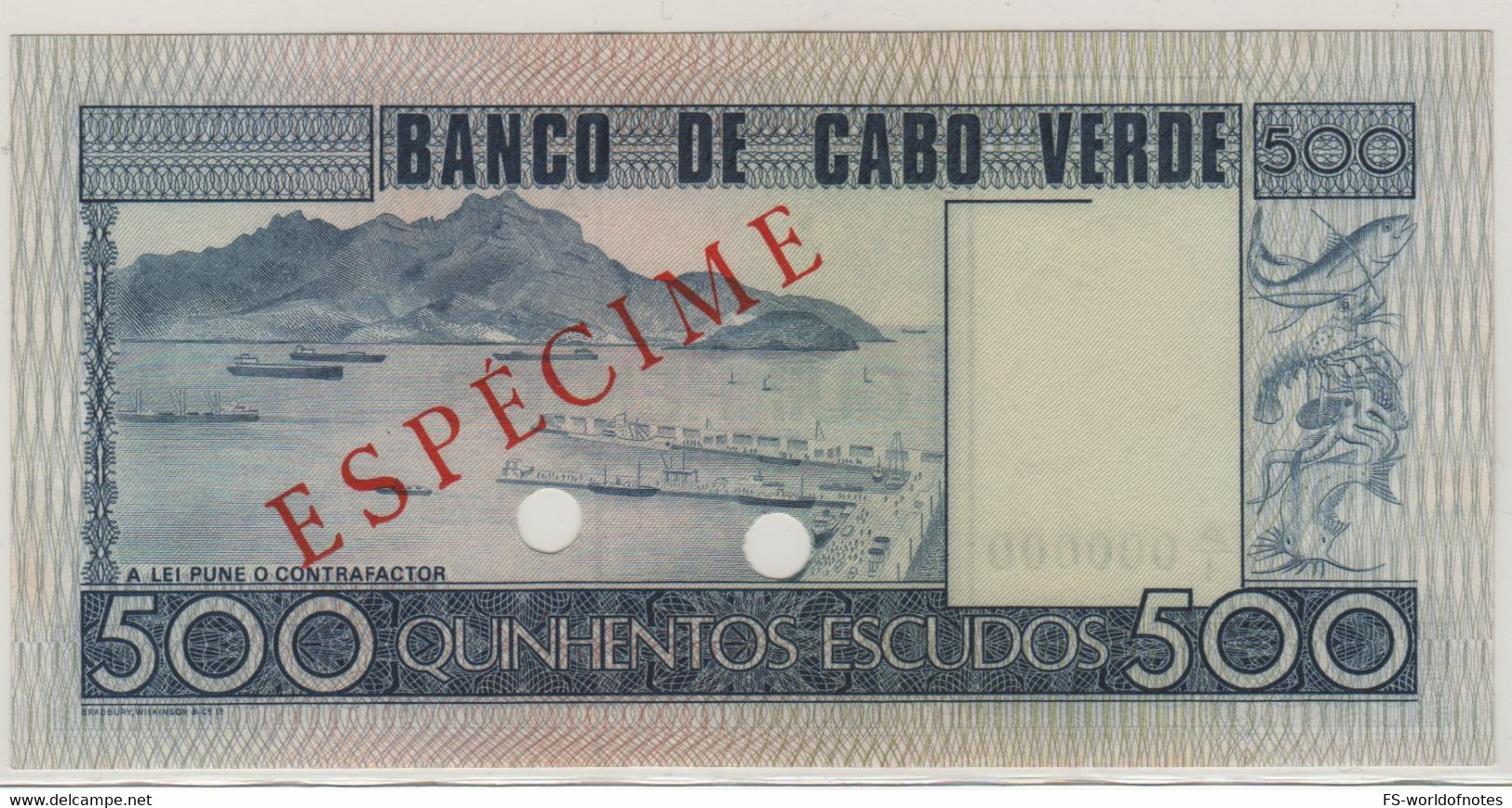 CAPE VERDE   500 Escudos     P55s   "SPECIMEN"   Dated 20.1.1977  (Amilcar Cabral +Port Of Mindelo  At Back)  UNC - Capo Verde