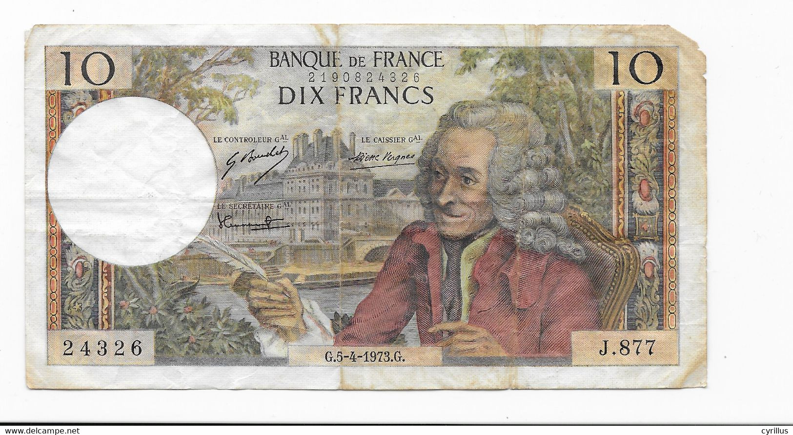 France -  Billet De 10 Francs Voltaire - G.5-4-1973.G - 10 F 1963-1973 ''Voltaire''