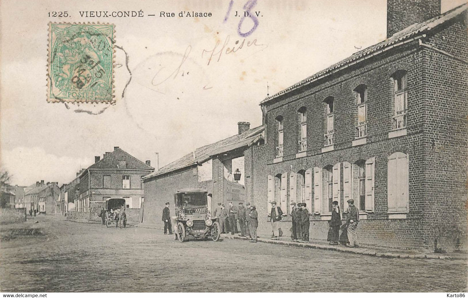 Vieux Condé ( Condé Sur Escaut ) * 1906 * Rue D'alsace * Automobile Ancienne * Enfants Villageois - Conde Sur Escaut