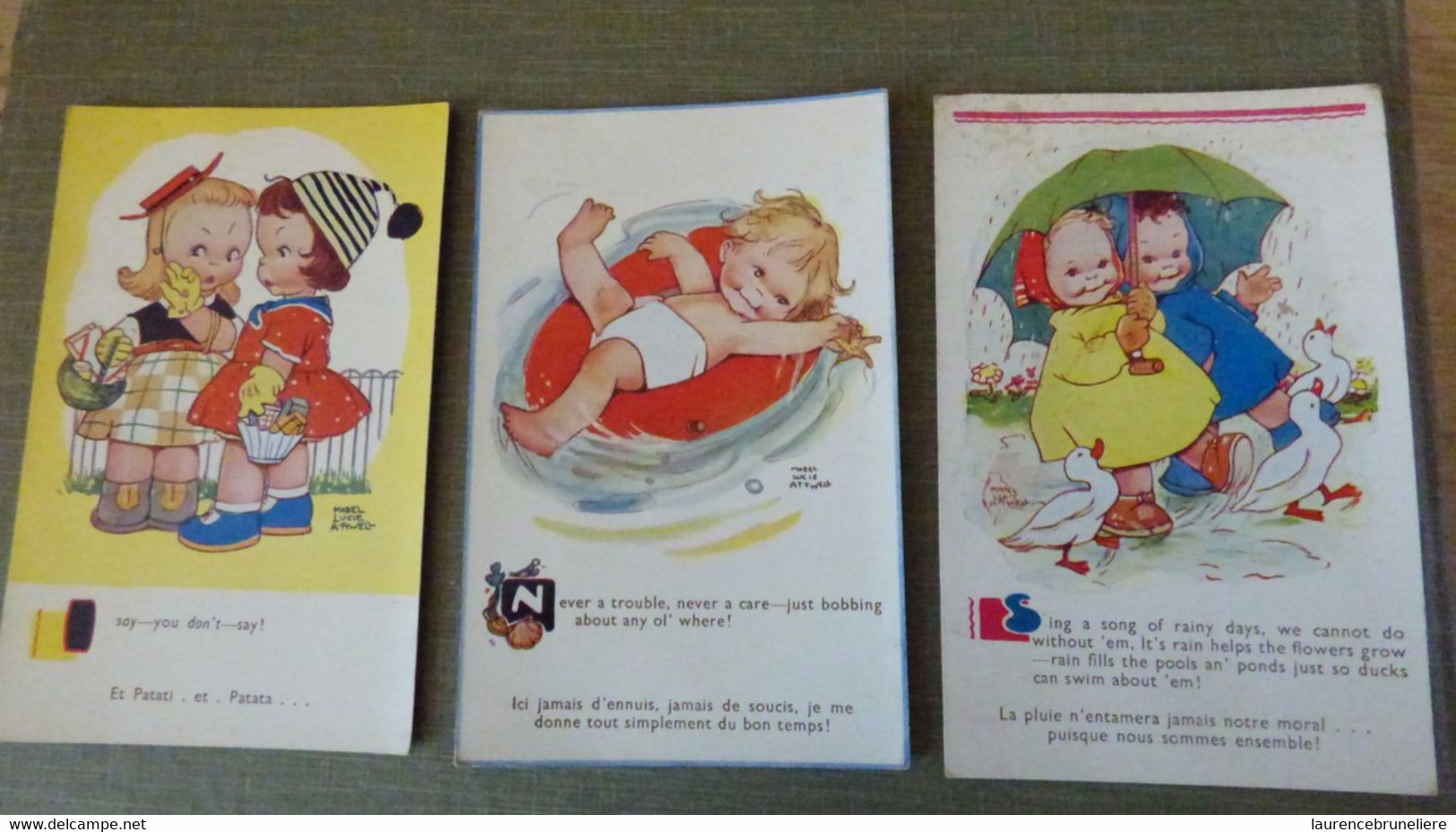 LOT TROIS CARTES POSTALES ILLUSTREES MABEL LUCIE ATTWELL - Attwell, M. L.