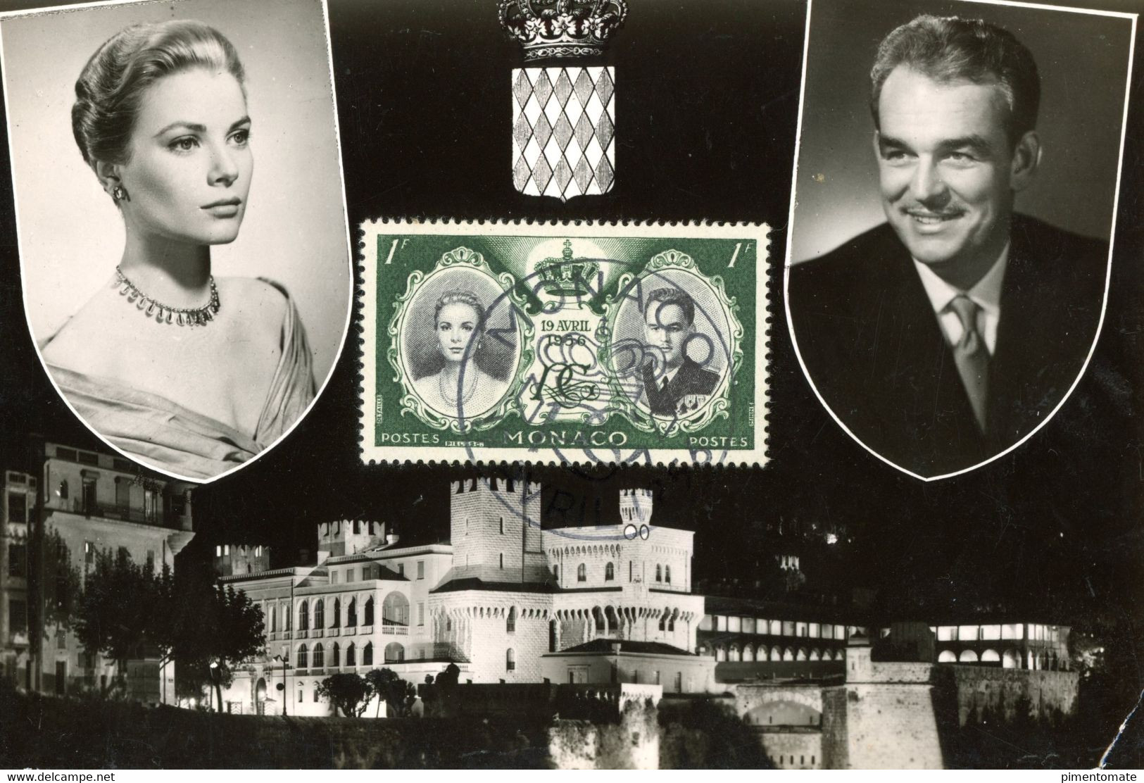 MONACO FAMILLE PRINCIERE GRACE RAINIER ALBERT CAROLINE STEPHANIE LOT 3 CARTES TIMBRE 19 AVRIL 1956 - Colecciones & Lotes