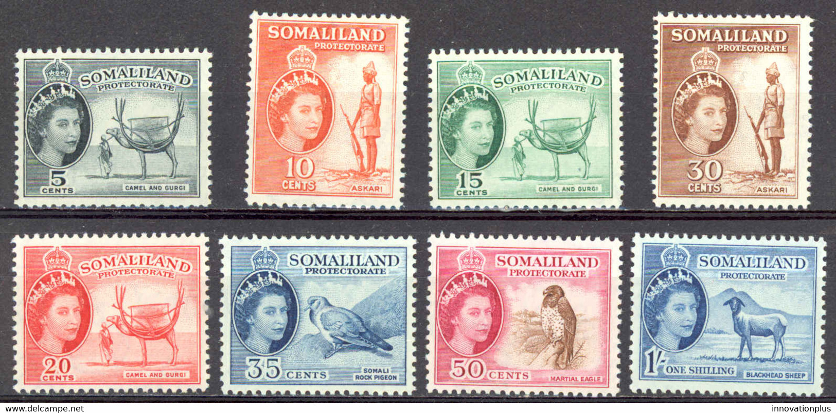 Somaliland Protectorate Sc# 128-135 MH 1953-1958 5c-1sh Definitives - Somaliland (Protectorate ...-1959)