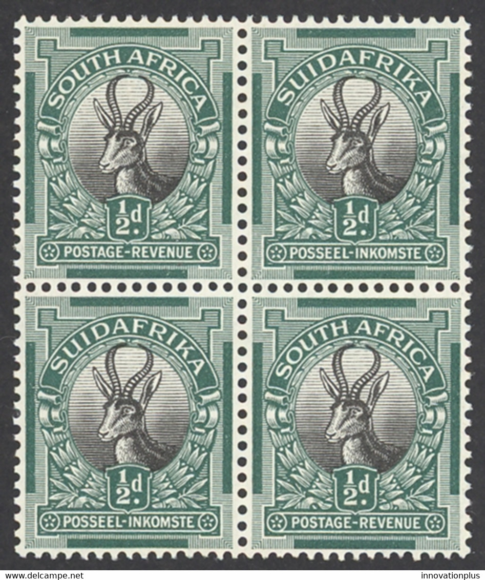South Africa Sc# 23 MNH Blocks/4 1926 ½p Springbok - Unused Stamps