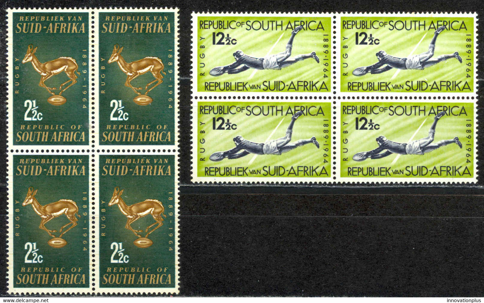 South Africa Sc# 301-302 MNH Blocks/4 1964 Rugby - Nuovi