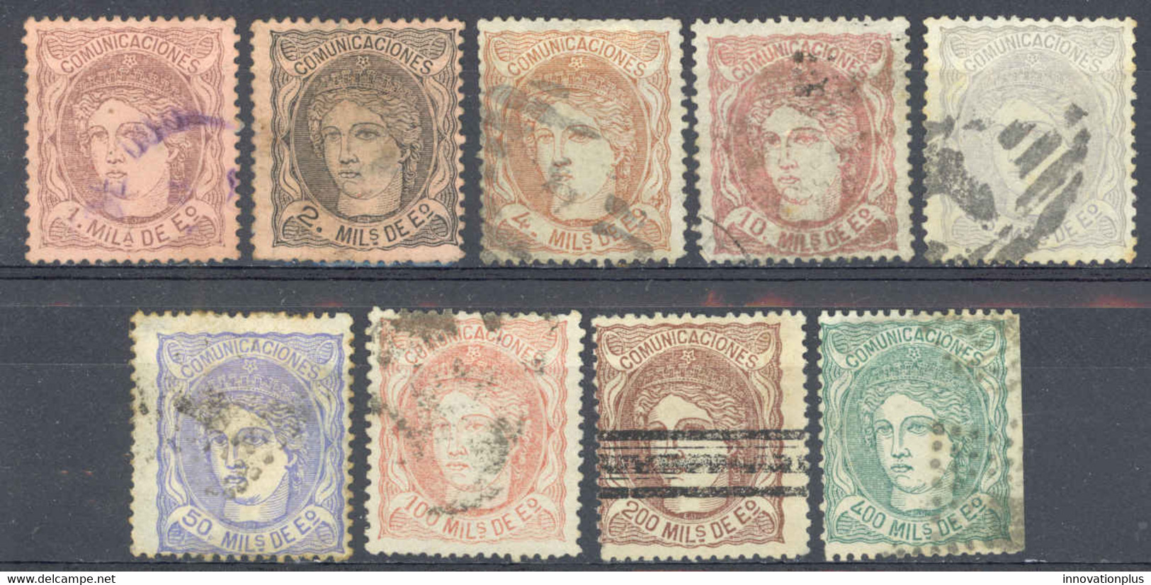 Spain Sc# 159-169 Used 1870 1m-400m Espana - Used Stamps