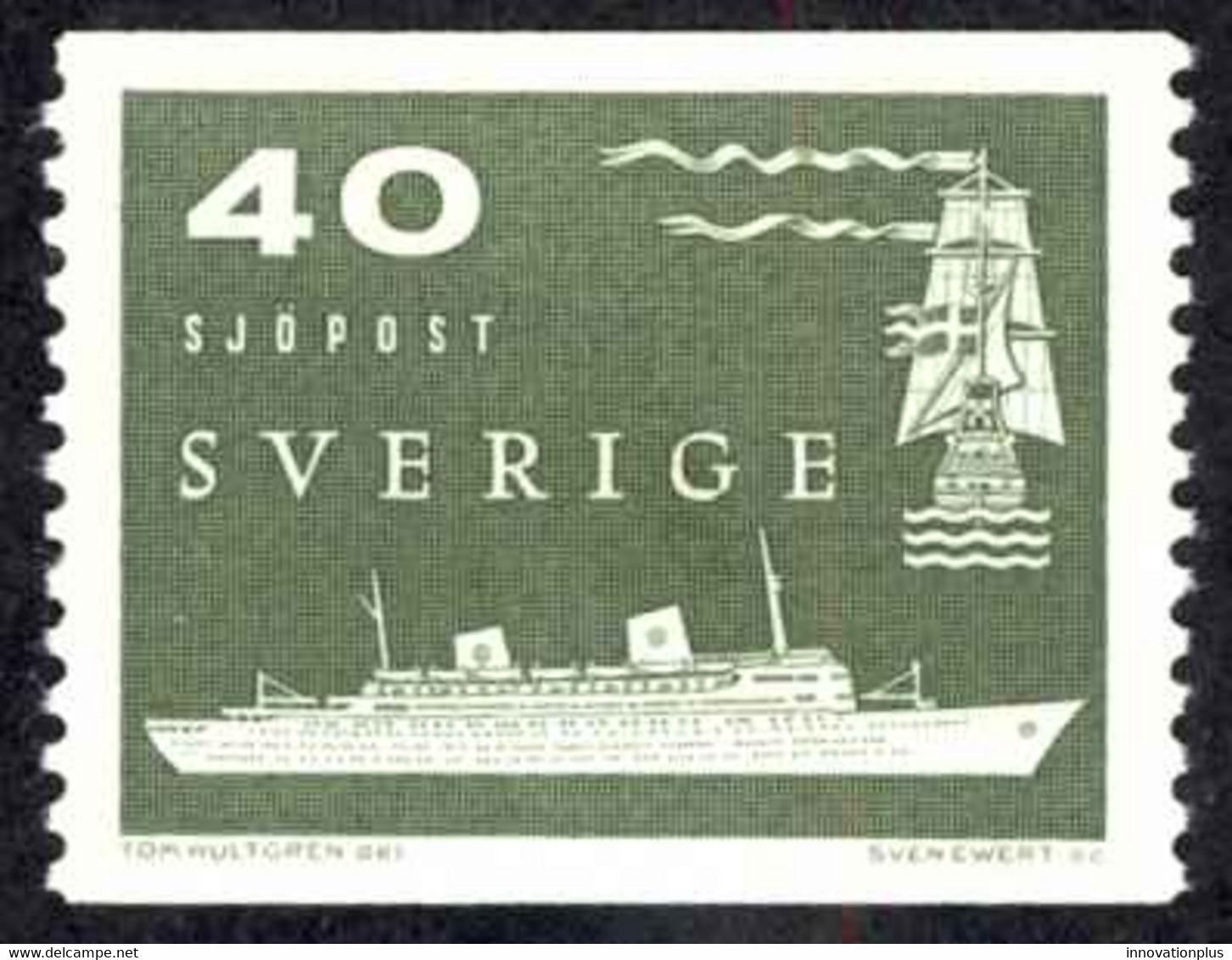 Sweden Sc# 522 MNH Coil 1958 40o Gray Olive Sea Vessels - Unused Stamps
