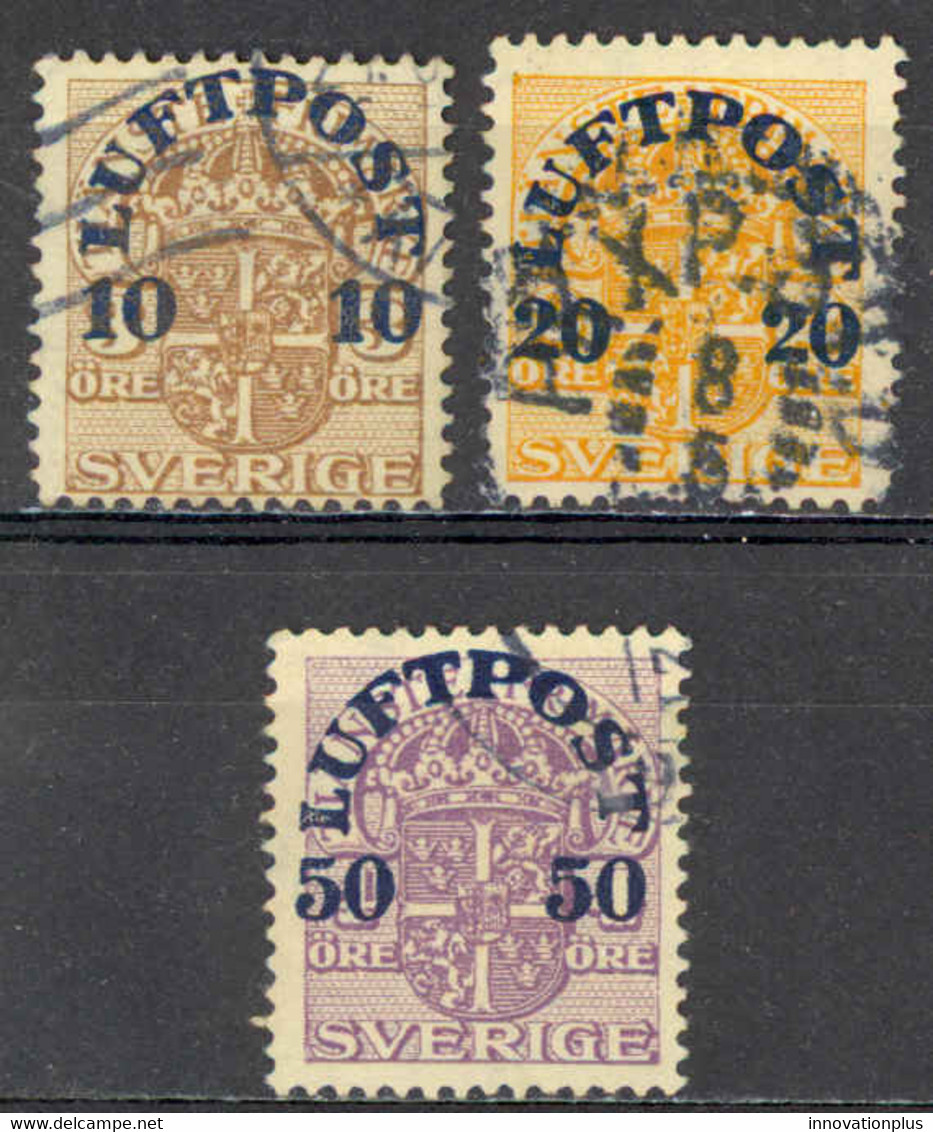 Sweden Sc# C1-C3 Used 1920 Overprint Air Post - Used Stamps