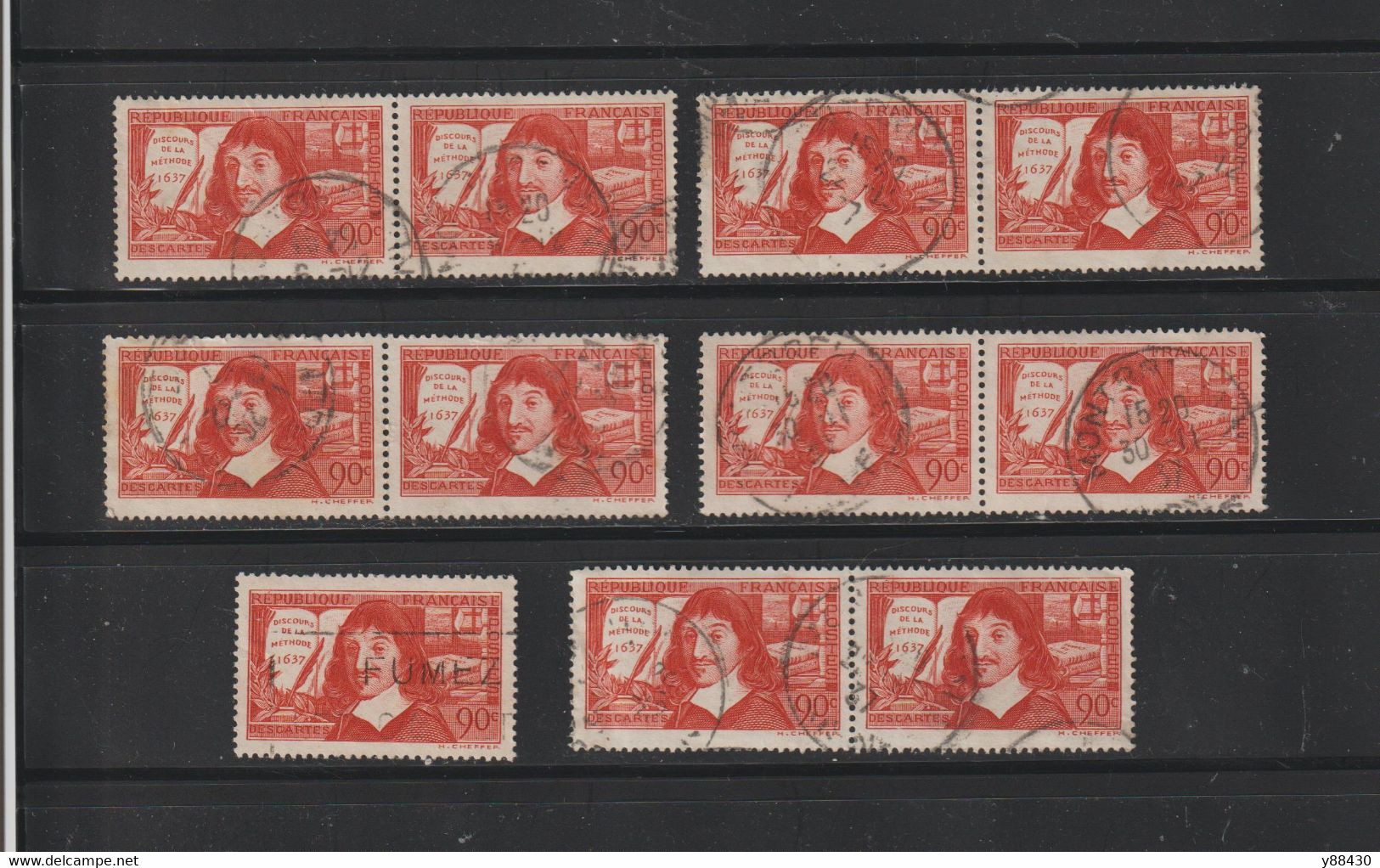 342 De 1937 - René DESCARTES ." De La Méthode"  - 11 Timbres Oblitérations Diverses - 2 Scannes - Used Stamps