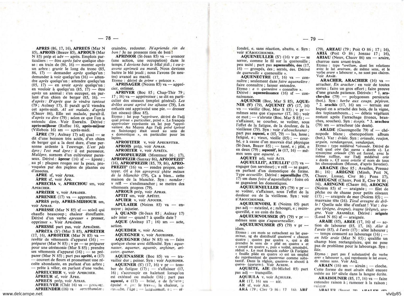 Livre De 100 Pages " Glossaire Des Parlers Populaires De POITOU - SAINTONGE -AUNIS - ANGOUMOIS " -Etudes Folkloriques - Poitou-Charentes