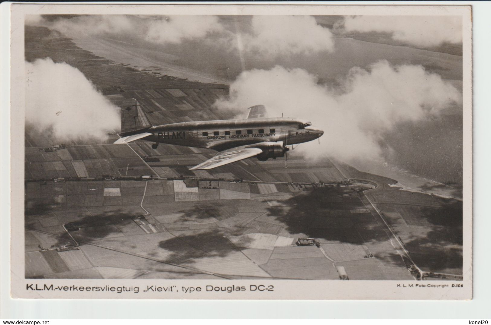 Vintage Rppc KLM K.L.M Royal Dutch Airlines Douglas Dc-2 Named "Kievit" Aircraft - 1919-1938: Entre Guerres