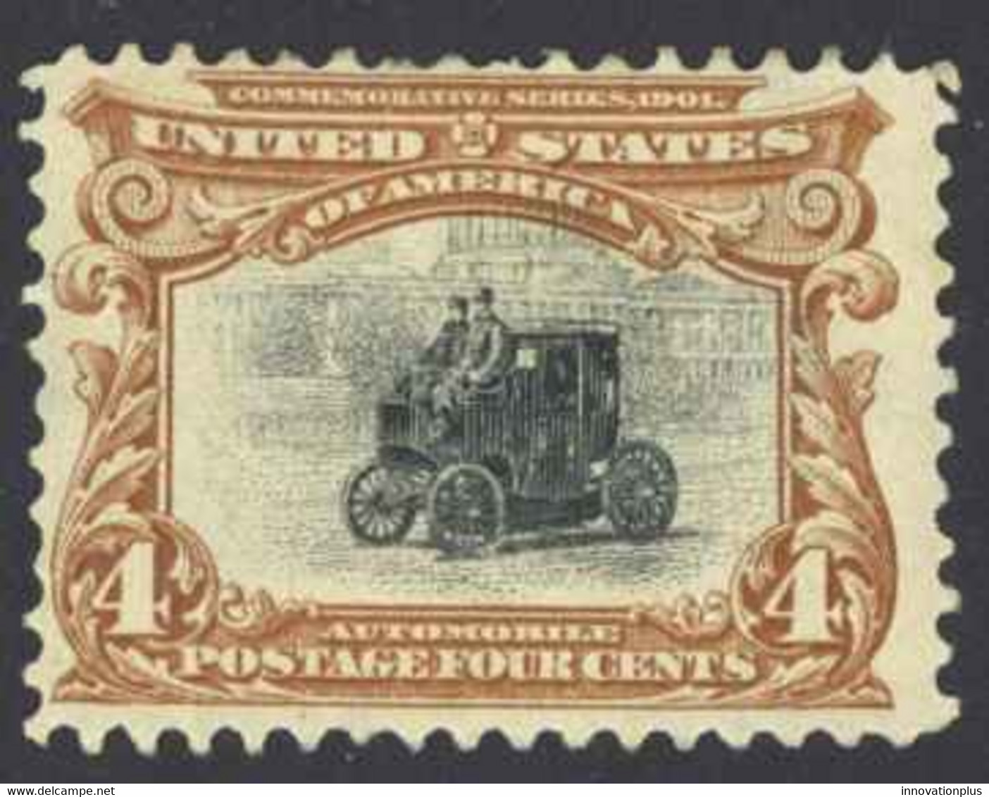 USA Sc# 296 MH 1901 4c Dp Red Brn & Black Electric Automobile - Unused Stamps